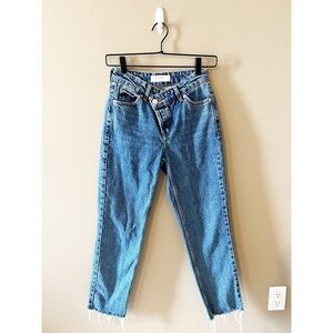 Topshop Straight Asymmetrical Raw Hem Jeans